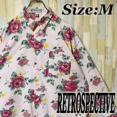 RETROSPECTIVE 花柄 コットン シャツ 長袖 ポケット付き レトロ感