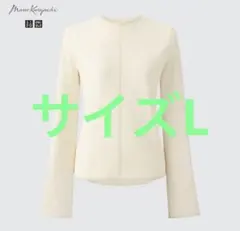 ユニクロUNIQLO シアークルーネックTシャツ　マメクロ　Lオフホワイト