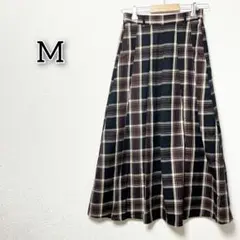 フレアスカート 【M】 ボトムス ロング丈 チェック 総柄 キレイめ エレガント