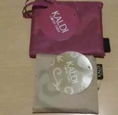 カルディ　エコバッグ2個　スモーキーピンク＆To be Happy ベージュ