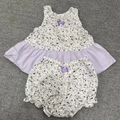 べべ　セットアップ　ベビー　女の子　花柄　70 80 90 紫　夏服　ワンピース