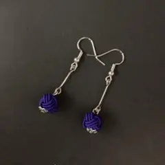 水引ピアス 紫 濃紫 あわじ玉 ハンドメイドアクセサリー