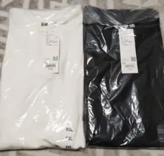 ユニクロ　エアリズムコットンクルーネックTシャツ　ダークグレー、ホワイト　XXL