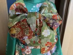 袋帯 華やかな花丸文様 緑地 金糸のサムネイル
