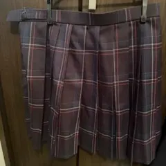 ネイビー系チェック プリーツスカート W69