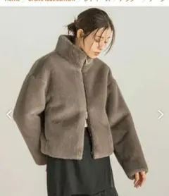 ドロワットロートレアモンブラウンフェイクファージャケット ジップアップ