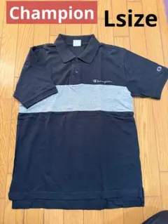 Champion ポロシャツ ブラック/グレー Lサイズ