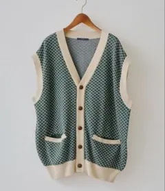CPCM チェック柄カーディガンベスト