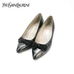 美品 イヴサンローラン YSL 36 リボンパンプス ブラック/ED18のサムネイル