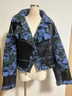 【JEANASIS】ボア×フェイクレザー ライダース型ジャケット