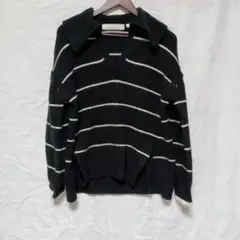 GU ジーユー 2WAY ストライプ Vネックニット L