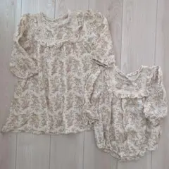 姉妹お揃い ワンピース ロンパース 花柄