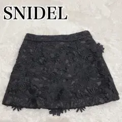 snidel 3Dフラワーレースミニスカショーパン　ブラック　サイズ２　M