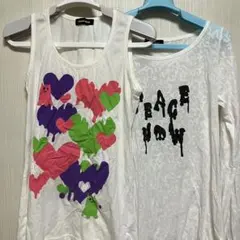 PEACE NOW長袖Tシャツタンクトップ白Tシャツハートヒョウ柄シアーシャツのサムネイル