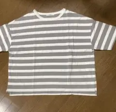 soulberryグレーとホワイトのストライプ半袖Tシャツのサムネイル