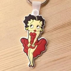 未使用 ベティちゃん ラバー キーホルダー Betty Boop 赤いドレスのサムネイル