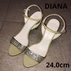 DIANA ダイアナ グリッター サンダル ベージュ エナメル　24cm