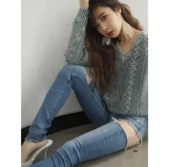 SIDE RIPPED スキニーデニムパンツのサムネイル