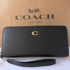COACH コーチ コンチネンタル ブラック クロスグレイン長財布 C7184 