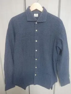 BEAMS HEART ネイビー系チェック 長袖シャツ L