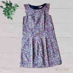 【タグなし新品】小花柄ワンピース 袖フリル フレアワンピ 花柄 春