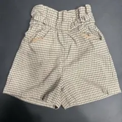 GU チェック柄 ハーフパンツ ベージュ キッズ