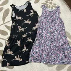 H &M 猫柄と花柄のノースリーブワンピース2点セット