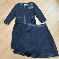 入学式　卒業式など　4点セット レディース フォーマル　スーツ　ネイビー　ドット