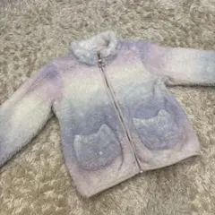 110 アウター　上着　anyFAM フリース　猫ポケット　紫