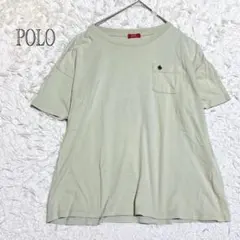 ポロ　半袖Tシャツ　Mサイズ　ワンポイント刺繍　ポケット付き　くすみグリーンのサムネイル
