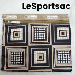 LeSportsac レスポートサック ポーチ 幾何学模様 ベージュ ブラックのサムネイル