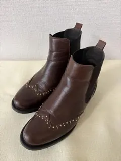 Relance ショートブーツ 36 ブラウン スタッズ サイドゴア