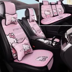 ハローキティデザインのメッシュシートカバークッション付きで快適