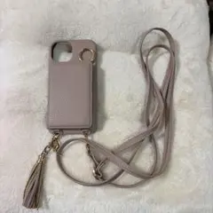 【美品】iPhone14 ショルダーケース ベージュ カードポケット付き