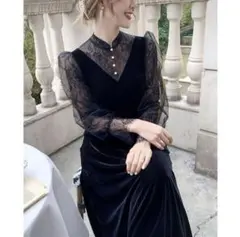 パーティードレス ベロア 結婚式 二次会 フォーマル ドレス　オケージョンドレス