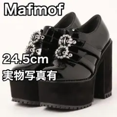 【 Mafmof 】 マフモフ 厚底ローファー ビジュー付き ブラック 量産のサムネイル