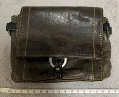 【AGILITY美品】アジリティー／ブラウンレザーポーチ／ストラップ付