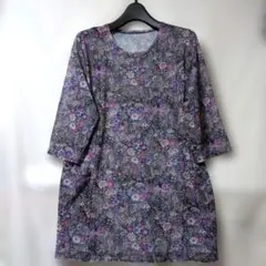 Peal♥ミセスシニア向け　極美品♥花柄 チュニック八〜九分袖　最終価格