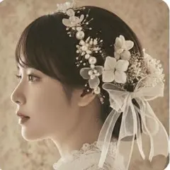 成人式髪飾り振袖ヘアアクセサリーパールドライフラワー結婚式花嫁ウエディングリボン