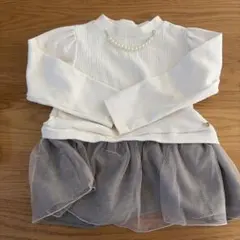 ホワイトリブニット長袖カットソー