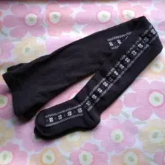 ダークグレー 柄タイツ