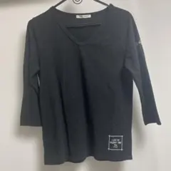 ブラック Vネック 五分袖 Tシャツ