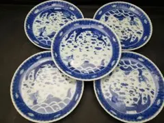 伊万里染付蛸唐草輪花中皿5枚 [B29385] 伊万里染付蛸唐草輪花中皿5枚 [B29385] - メルカリ