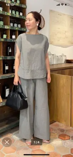 25SS美品】BEARDSLEY サッカーチェックフレンチブラウス ブラック
