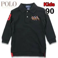 ラルフローレン キッズ ポロシャツ 長袖 ３連ロゴ トリプル 90 黒 子供