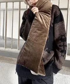 AMERI ブラウン ベルベットマフラー