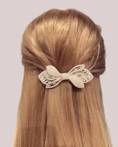 リボン　バレッタ　大人　お呼ばれ　デイリー使い　上品　結婚式　上品