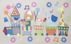 壁面飾り　誕生日会《動物列車A3サイズ》