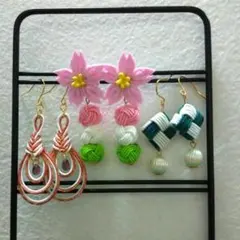 《水引》ピアス・フックピアス　３点おまとめ商品です。