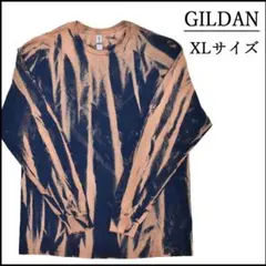 メンズ　新品ブリーチ長袖TシャツXL ロンT　紺　ベージュ　柄　春秋物　ネイビーのサムネイル